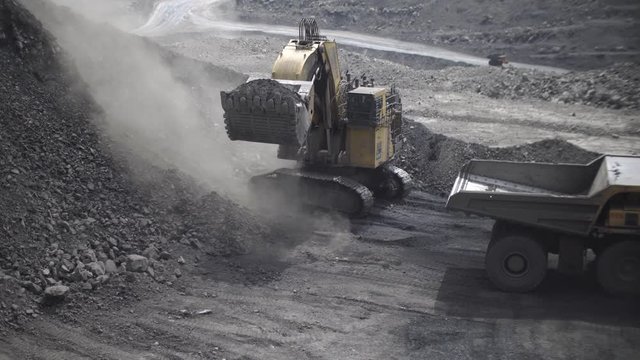 Coal loading into a dump truck