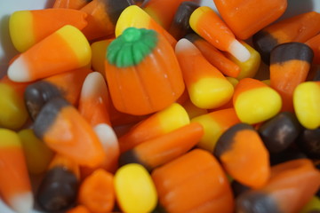 A bowl of classic candy corn marks the start of fall and Halloween season.