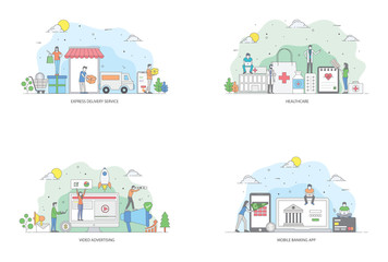 Online Business Flat Illustrations Pack 