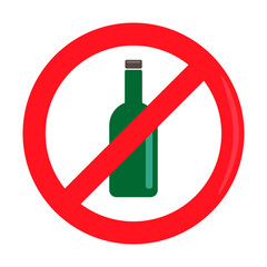 Prohibition sign, restriction, alcohol crossed out in a red circle. The prohibition of drunkenness. Vector graphics.