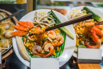 Decorated Food Samples with Prices in a Restaurant in Thailand