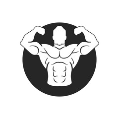 Bodybuilder Logo Template. Vector object and Icons for Sport Label, Gym Badge, Fitness Logo Design, Emblem Graphics.Sport Symbol