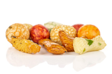 Lot of whole rice japan assortment isolated on white background