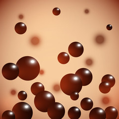Dark chocolate balls on abstract background. Vector illustration.