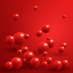Red balls on abstract background. Vector illustration.