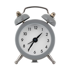 A gray clock with an alarm clock on a white background with arrows showing the time one hour thirty five minutes or thirteen hours thirty five minutes