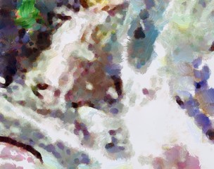 Detailed close-up grunge clouds abstract background. Dry brush strokes hand drawn oil painting on canvas texture. Creative simple pattern for graphic work, web design or wallpaper. Chaotic splashes.