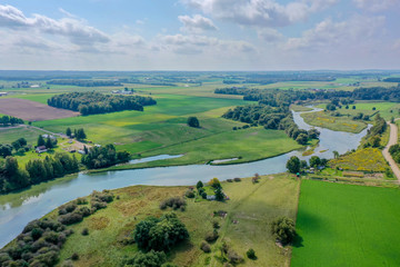 Fototapeta na wymiar Drone Shot - River Through Farmland Waterloo Ontario