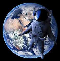 Fototapeta na wymiar Astronaut in space and the earth in the background