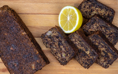 Homemade banana bread loaf