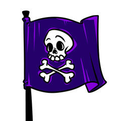 Pirate flag Jolly Roger symbol sign attention danger terror cartoon illustration isolated image