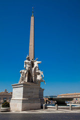 Fototapeta na wymiar Fountain of the Dioscuri located at the Quirinale Square in Rome