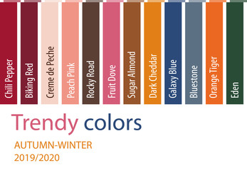 Fashion color trend. Trendy colors Autumn Winter set. Vector design