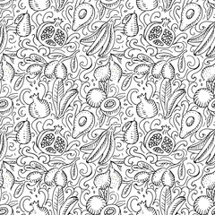 Floral seamless pattern with fruits