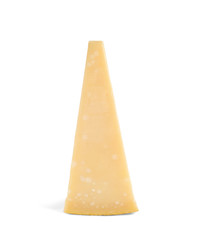 Piece of tasty parmesan cheese isolated on white