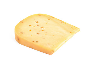 Naklejka premium Piece of tasty cheese with fenugreek isolated on white