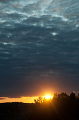 Natural colors of the sky at sunset with the horizon