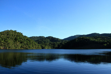 Fototapeta na wymiar Forest e Lagoon photographed in the city of Cariacica, Espirito Santo. Southeast of Brazil. Atlantic Forest Biome. Picture made in 2012.