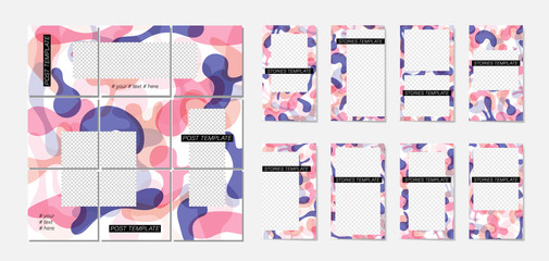 White background with abstract elements and colorful spots with place for your photos.