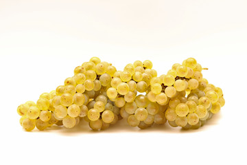 isolated yellow bunch of grapes on a white background