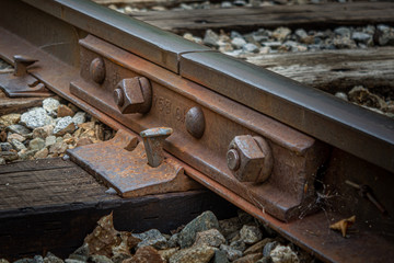 Fototapeta na wymiar Railroad spikes and hardware