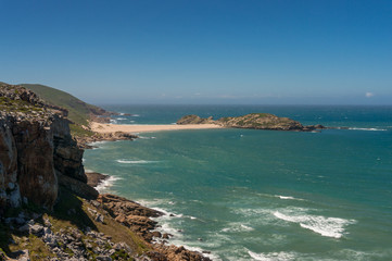 Fototapeta na wymiar Beautiful nature reserve with cliffs and sandy beach