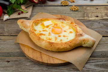 ajara Khachapuri georgian kitchen on old wooden table