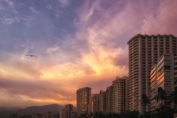 Acapulco Guerrero Beach Colorful Sunset