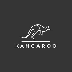 kangaroo outline logo - vector on a dark background