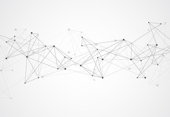 Abstract connecting dots and lines with geometric background. Modern technology connection science, Polygonal structure background. Vector illustration