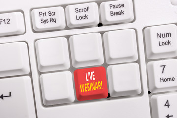 Conceptual hand writing showing Live Webinar. Concept meaning presentation lecture or seminar...