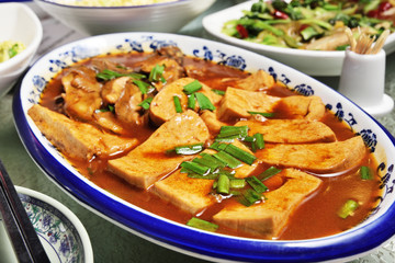 Soy sauce braised tofu, a popular chinese dish