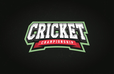 Modern professional Typography cricket sport super hero style vector emblem and template logo design with ball. Funny greetings for clothes, card, badge, icon, postcard, banner, tag, stickers, print