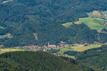 Aerial view of Oberharmersbach in the Black Forest, Germany