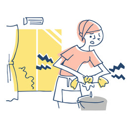 関節の痛み　女性　ピンク