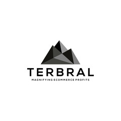 Illustration of modern high abstract mountain which is formed geometrically in a rectangle logo design