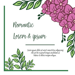Wedding invitation romantic, with elegant purple wreath frame. Vector