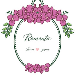 Wedding card or invitation romantic with abstract purple floral frame. Vector