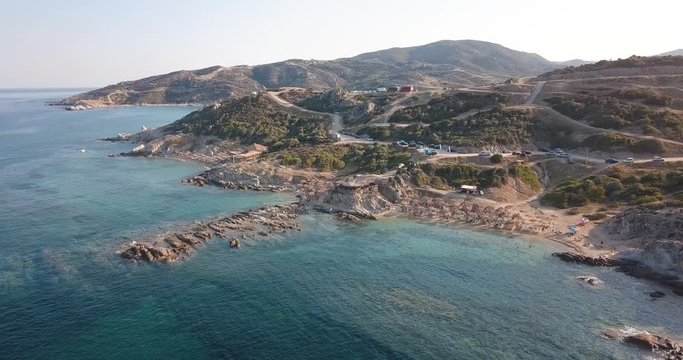 Tigania beach Greece aerial video