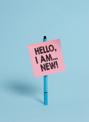 Handwriting text Hello I Am New. Conceptual photo used greeting or begin telephone conversation...