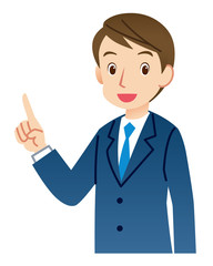 紹介するビジネスマン