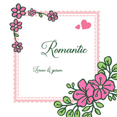 Fototapeta na wymiar Border of pink flower frame, for ornate of card romantic. Vector