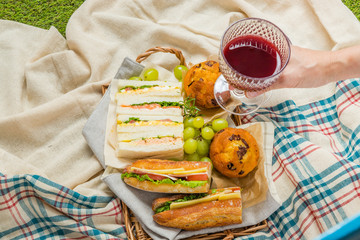 手作りサンドイッチ Homemade sandwich lunch set at a picnic