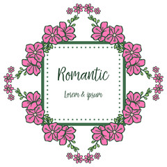 Wedding invitation romantic with pink floral frame background. Vector