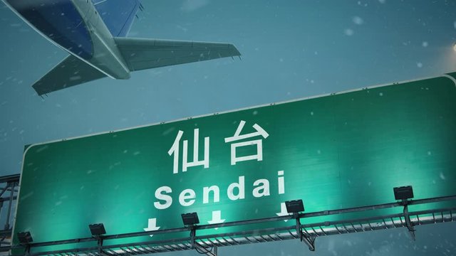 Airplane Take off Sendai in Christmas