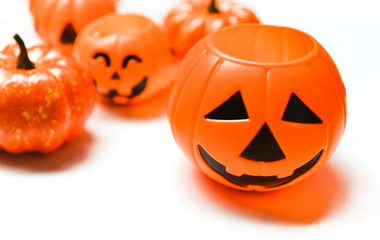 Halloween pumpkin lantern on white background  - head jack o lantern evil faces spooky holiday decorate on halloween