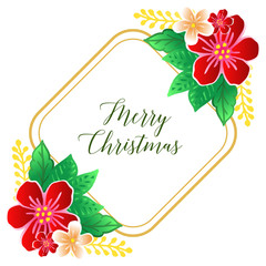 Colorful flower frame background for text merry christmas. Vector