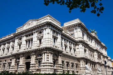 Obraz premium The Palace of Justice the seat of the Supreme Court of Cassation and the Judicial Public Library located in the Prati district of Rome built between 1888 and 1910