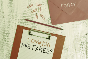 Conceptual hand writing showing Common Mistakes Question. Concept meaning repeat act or judgement...