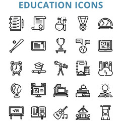 Education With Outline Black And White Iconset